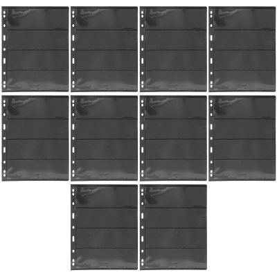 MOLUCKFU 10 Sheets PVC Stamp Collection Loose-Leaf Pages for Collectors Standard Size Double-Sided Stamp Storage Inserts with Black Background for Albums