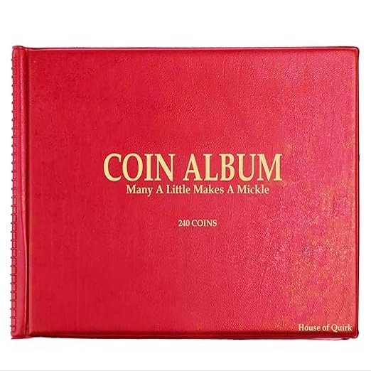 240 Pockets Coin Holder Collection Coin Storage Album Book for Collectors, Money Penny Pocket - Red, Small