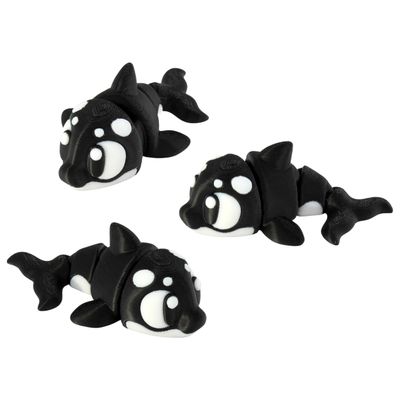 3D Printed Articulated Orca Killer Whale Fidget Toy 3 Pack Flexible Cute Animal Desk Decor, Adult Collectible Figure 3D Printed in USA