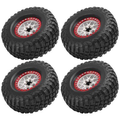 1/10 RC Crawler Car Beadlock Alloy Wheel Rims Rubber Tire Set of 4 Firm Durable High Wear Resistance for Hsp Axial SCX10 D90 RC Hobbyists (White)