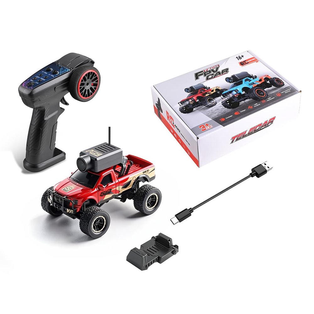 ConsoleXpress FPV Mini RC Truck with Camera, WL 1/64 Scale APP-Controlled Fully Proportional FPV Mini Crawler Car with APP + Remote Dual Control System and Underbody Lighting