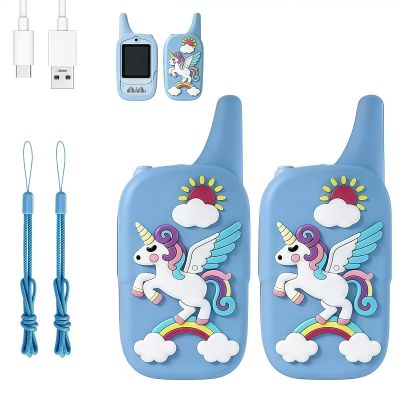 Kids Walkie Talkies 2 Pack - Rechargeable Walkie Talkies for Kids with Clear Sound, Long Range Indoor Outdoor Kids Walkie Talkies Toys for 3-12 Year Old Boys Girls, (Blue+Blue)