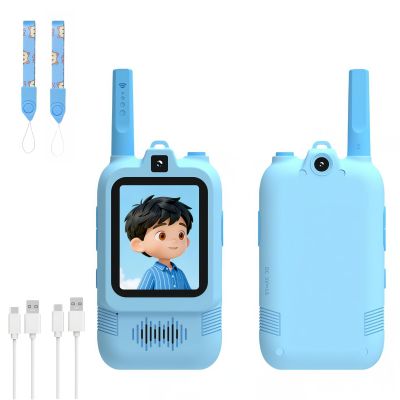 Wuehuds Video Walkie Talkies for Kids 2 Pack, Dual Cameras Kids Walkie Talkies with 2.0 Inch IPS Screen, Long Range 600M Indoor Outdoor Walkie Talkies for 3-12 Year Old Boys Girls (Blue+Blue)