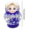 10 Pieces Wood Russian Nesting Dolls, Blue and White Porcelain Pattern Design Nesting Dolls, Wooden Stacking Toys view 2