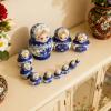10 Pieces Wood Russian Nesting Dolls, Blue and White Porcelain Pattern Design Nesting Dolls, Wooden Stacking Toys view 4