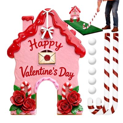 2026 Gingerbread Candy Cane Valentine's Day Golf Game Set, Funny Portable Indoor Outdoor Holiday Mini Toy, with Club & Balls,for Family Gatherings, Indoor Home and Office Entertainment.