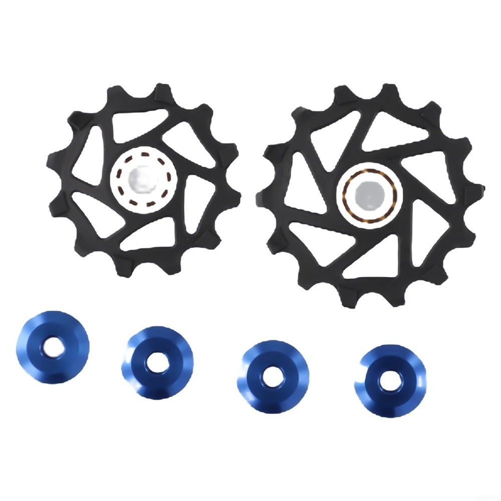 2pcs 12T+14T Ceramic Bearing Rear Derailleur Pulley Set for AXS, Narrow Wide Wheels with Lightweight Resin Design, 11 Speed Compatible Upgrade,(Blue)