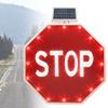 Solar Powered Blinking Stop Sign, 32 Inch Aluminum Octagon Traffic Sign with Engineer Grade Reflective Film, Enhanced Visibility for Construction Sites and Highways view 1