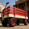 Children's and Garden Wooden Carriages, All-Terrain Rubber Inflatable Wheelers, Outdoor Games, Courtyard Transportation, Picnic Supplies (red and Natural Colors) view 4