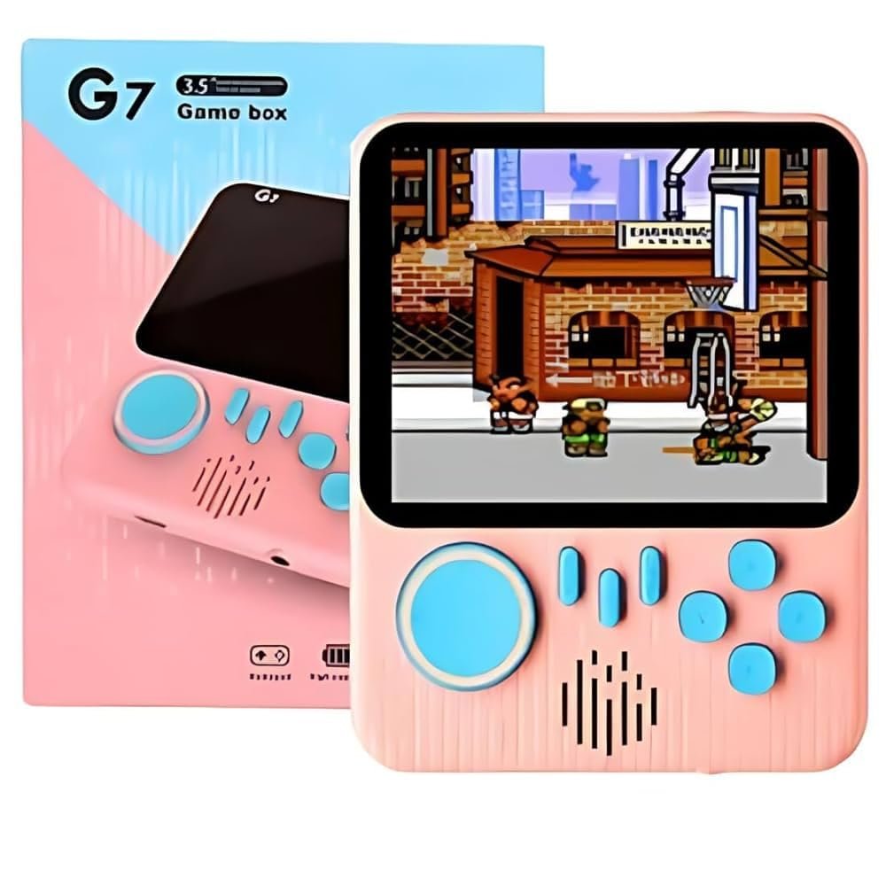 G7 Handheld Game Console, 3.5 Inch Screen, Portable Gaming Device, Pink and Blue