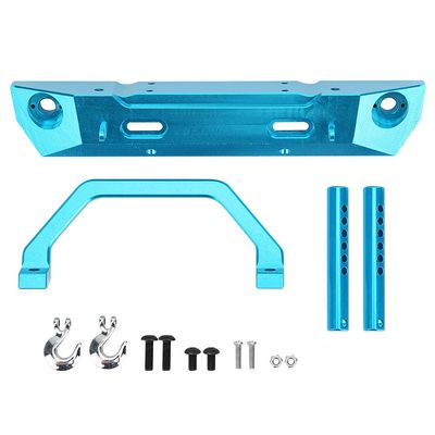 Aluminium Alloy RC Front Bumper Guard, Upgrade Parts for RGT 136100 1/10 RC Crawler, Lightweight Durable Bumper with Tow Hooks and Support Bar, for ECX FTX (Blue 680024B)