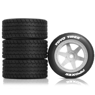 1/10 1/14 RC On-Road Drift Wheel Tires 2.36in OD Tamiya M-Chassis Tread Tyres w/Foam 12mm Hex Fit for 1/10 Tamiya M08/05/06 MF-01X 1/14 Hyper 14303 14304 14210 (White 5)