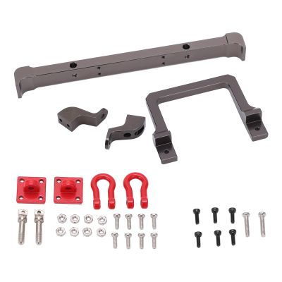 Aluminum Alloy Front Bumper for MN D90 99s, RC Car Metal Front Bumper, CNC Machined Anti Collision Bumper with Trailer Buckle, Direct Replacement Upgrade Part for 1/10 Scale RC Tru (Ti Color)