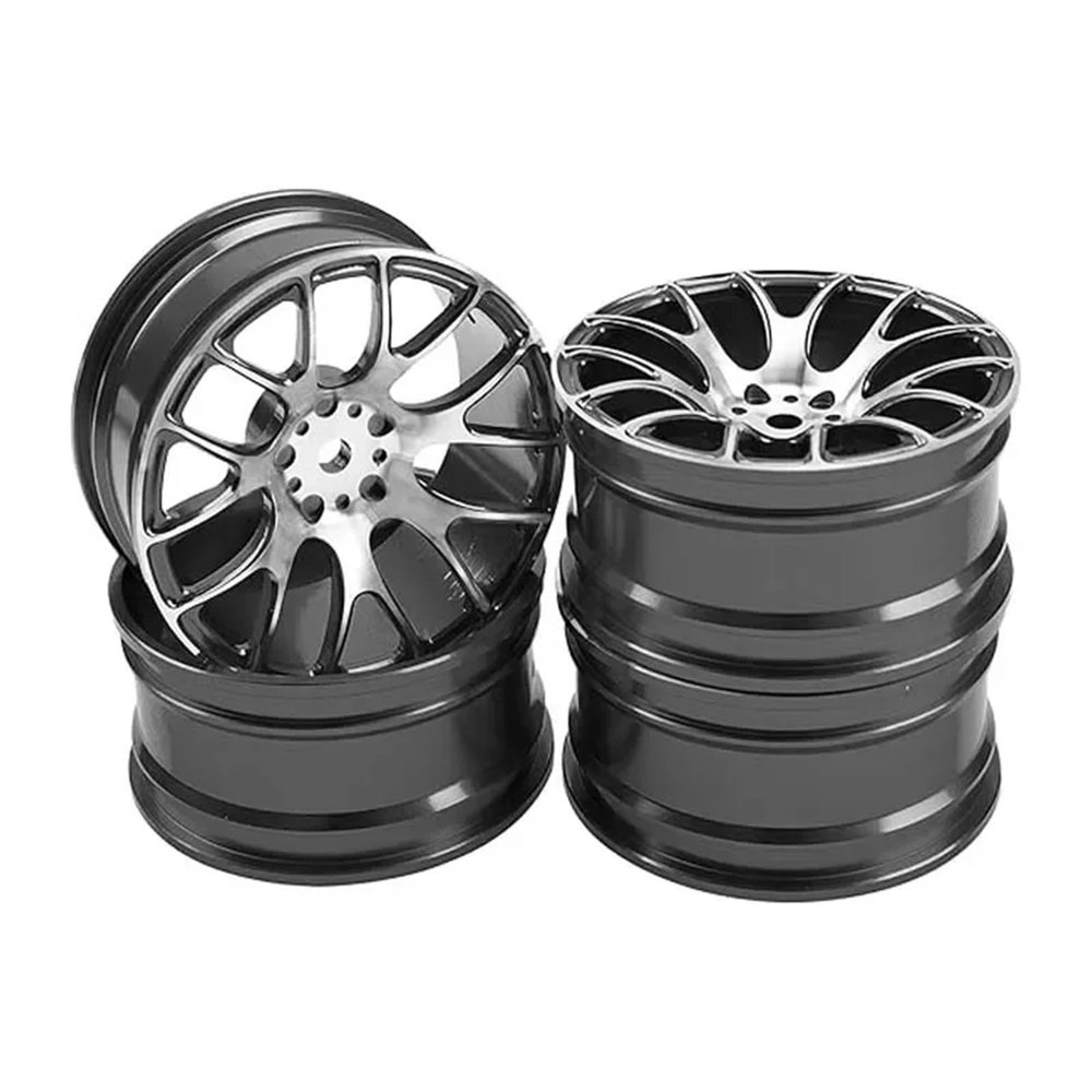 4PCS Aluminum Wheel Hub for Tamiya TT-01 TT-02 XV-01 for HSP RC Car confident(Black)
