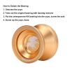 Aluminum Alloy YoYo Ball, Professional Unresponsive YoYo, Golden Metal YoYo with Smooth Sandblasted Finish, 3pcs Replacement String and Glove for Advanced Players and Kids view 2