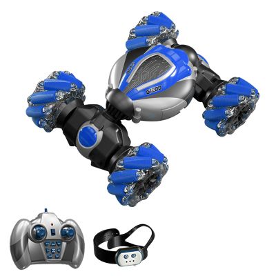 Car Stunt Truck, 2.4G Remote Control Watch Gesture Sensor Control Deformable Car All Terrain for Kids (Blue)