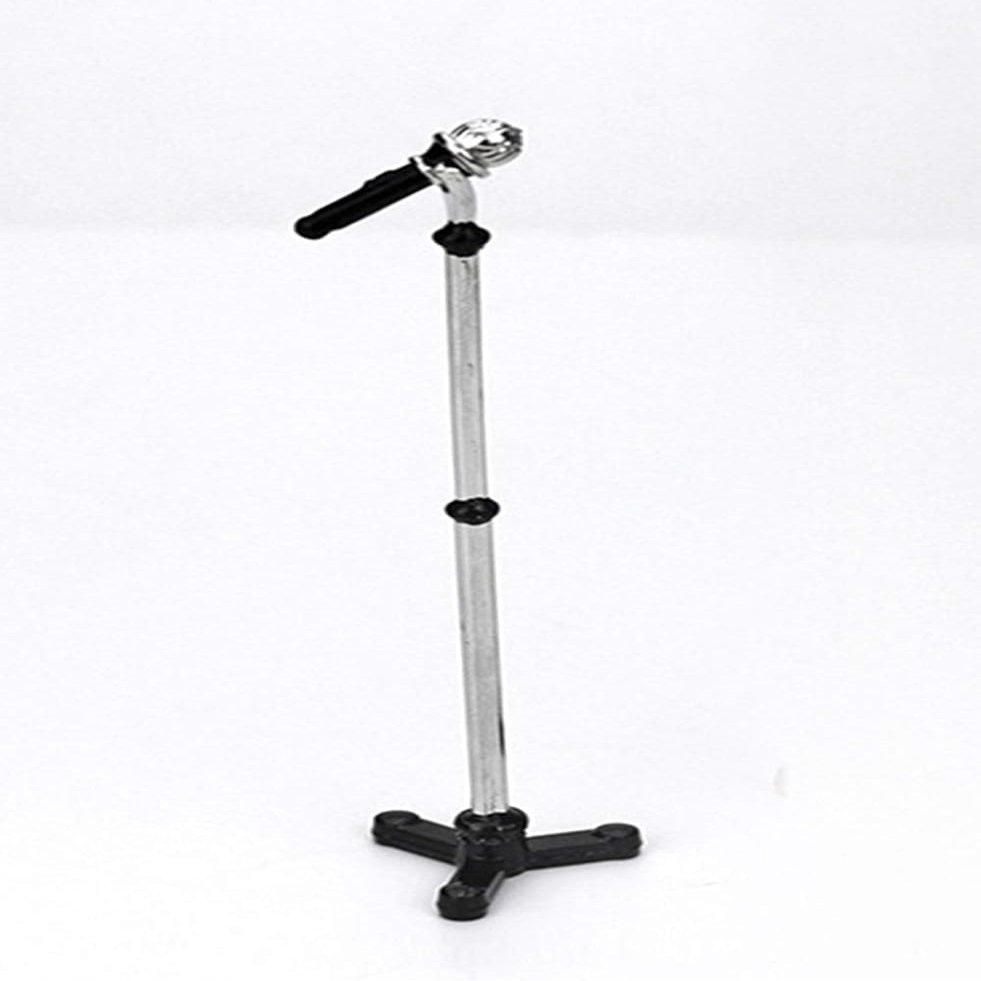 1/12 Dollhouse Miniature Accessories,Metal Microphone with Stand,Music Room Recording Room Studio Decoration