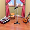 1/12 Dollhouse Miniature Accessories,Metal Microphone with Stand,Music Room Recording Room Studio Decoration view 2