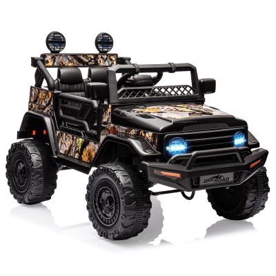 12V Electric Truck for Kids, Ride-on Car with Remote Control, Spring Suspension, LED Lights, 3-Speed Modes and Musical Toy Car for Children