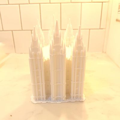 3D Printed Gothic Castle Model, White Plastic Medieval Architecture Decor, 6 x 4 x 8 Inches, Medium Size, Collectible Display Piece for Ages 14 and Up