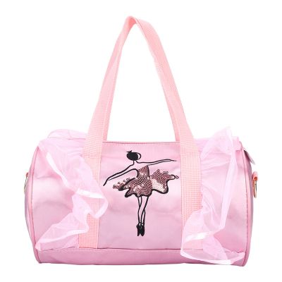Girls Ballet Dancing Handbag, Child Ballerina Dance Bag, Sequined Shoulder Bag with Adjustable Strap, Large Capacity Ballet Duffle Bag for Kids, Perfect for Dance Class and Practic (pink long yarn)