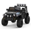 12V Kids Electric Vehicle Toy Ride On Truck Car with Parent Remote Control for Toddlers, Seat Harness, 4-Wheel Spring Suspension, LED Lighting, Built-in Music Player & USB Port, Black view 1