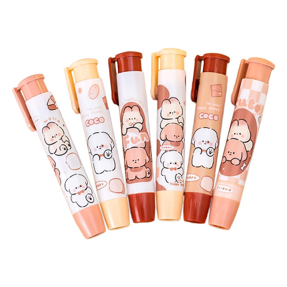 6Pcs Cute Retractable Erasers Pen Cute Pencil Eraser Cartoon Rubber Eraser Easter Eggs Fillers for Writing Drawing Writing