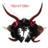 AWJUWHBJ Handmade Horn Headbands Girl Witch Headwear Dark Lace Fursuit Masquerades Halloween Witch Party Devil Headbands view 4