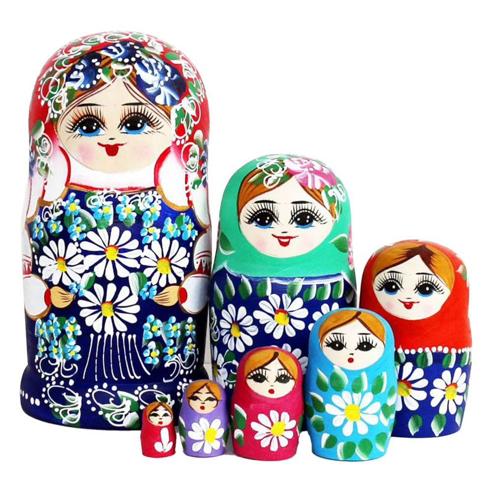 Russian Nesting Dolls, with Stackable Design, 7 Pieces, Decorative Stacking Dolls, Traditional Russian Wooden Toys, Hand-Painted Art, for Kids, Teens, Adults