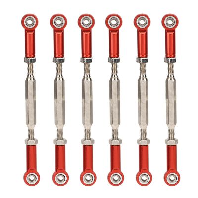 RC Car Aluminum Alloy Adjustable Push RodsTurnbuckle Rod Linkage Upgrade Parts for RC Car (Red)