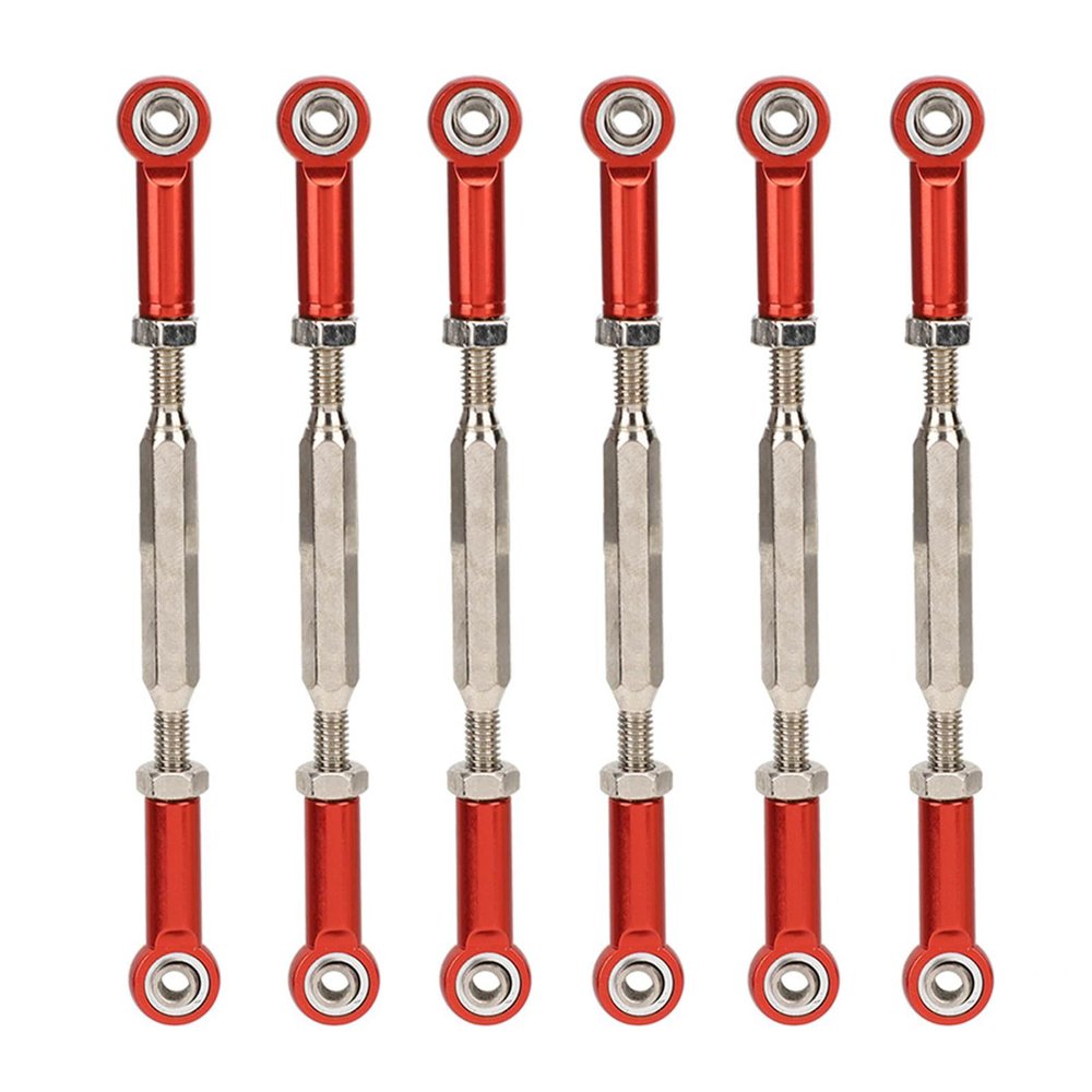 RC Car Aluminum Alloy Adjustable Push RodsTurnbuckle Rod Linkage Upgrade Parts for RC Car (Red)