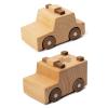 kienvy Wooden Toy Cars for 3 Year Old Boys & Girls - Construction Vehicles Set Push Toys for Toddlers, Wood Montessori Car with Rolling Wheels, Natural Wood Toys (Ambulance & Police Car) view 1
