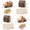 kienvy Wooden Toy Cars for 3 Year Old Boys & Girls - Construction Vehicles Set Push Toys for Toddlers, Wood Montessori Car with Rolling Wheels, Natural Wood Toys (Ambulance & Police Car) view 2
