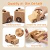 kienvy Wooden Toy Cars for 3 Year Old Boys & Girls - Construction Vehicles Set Push Toys for Toddlers, Wood Montessori Car with Rolling Wheels, Natural Wood Toys (Ambulance & Police Car) view 3
