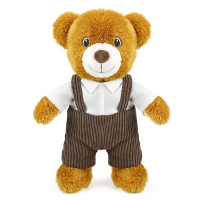 14.5 Inch Cute Boy Teddy Bear Plush Toy - Soft Easter Teddy Stuffed Animal Bear with Shirt & Brown Overalls, Bear Plush Animal Doll for Kids, Family, Babiesm, Boys & Girls Birthday Easter Gift(Dad)