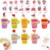 24 Packs Kids Valentines Day Gifts for School, Straw Covers Cap with Valentines Cards for Kids Classroom Must Haves Gift, Stanley Cups Accessories Valentines Day Cards Party Favors Classroom Exchange view 1