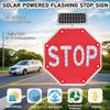 32" Solar LED Stop Sign - Waterproof & Heavy Duty Blinking Traffic Sign with Engineer Grade Reflective Film, Rust-Proof Metal, Includes Mounting Accessories view 2