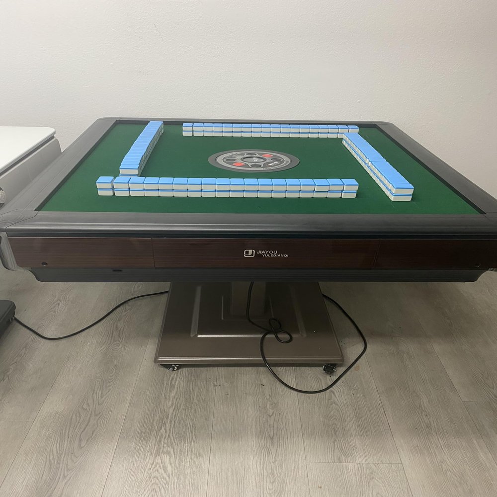S100 Best Premium Automatic Folding Mahjong Table - with CoverOne Year Warranty (Coffee, 36mm 144pc Chinese Small Tiles - No Number)