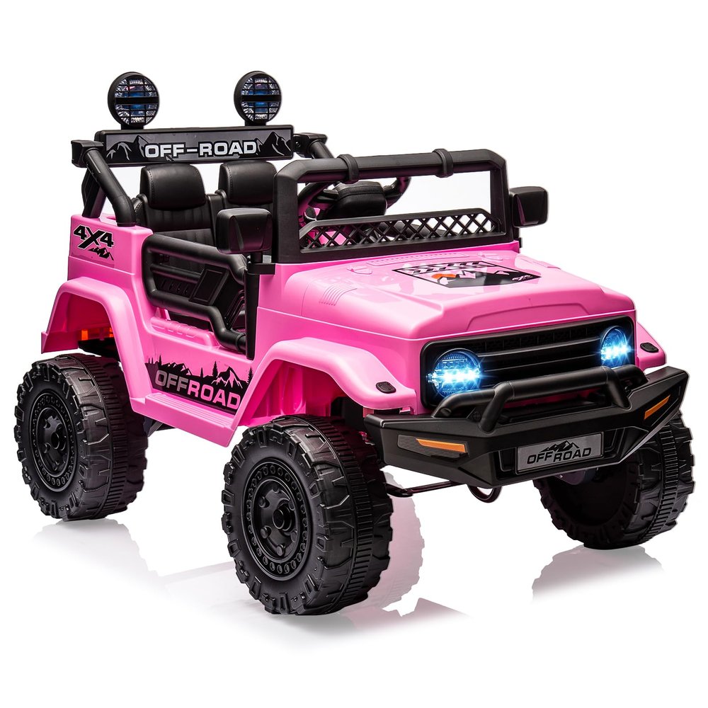 12V Electric Truck for Kids, Ride-on Car with Remote Control, Spring Suspension, LED Lights, 3-Speed Modes and Musical Toy Car for Children