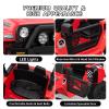 12V Kids Electric Vehicle Toy Ride On Truck Car with Parent Remote Control for Toddlers, Seat Harness, 4-Wheel Spring Suspension, LED Lighting, Built-in Music Player & USB Port, Black, Red view 3