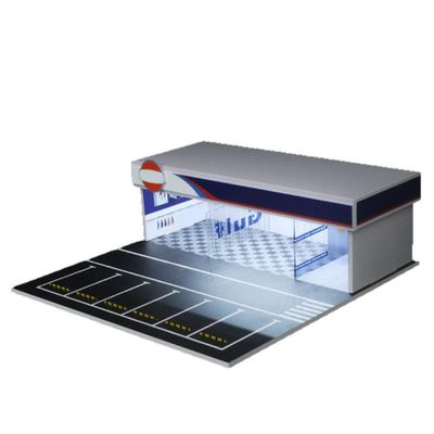 1/64 Scale Parking Garage Diorama with LED Lights, Garage Scene Display Case for 1/64 Cars Model, Custom Shop Car Parking Lot Collection Storage Box, Ornament Gift