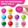 100 Pcs Stress Balls for Adults Motivational Stress Balls Bulk Colorful Foam Stress Relief Balls Hand Exercise Fidget Relief Anxiety Toys for Office Relief Employee Appreciation Gifts Party Favors view 2