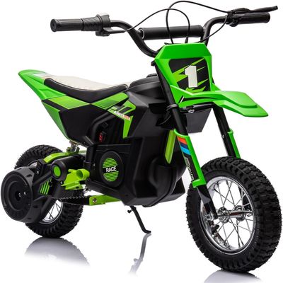 24V Kids Electric Dirt Bike, 250w Motor Ride-on Motorcycle with 13.6 MPH Top Speed, Leather Seat, Twist-Grip Throttle, Metal Suspension & Air-Filled Tires Off-Road Motocross Riding Toy for Boys & Gi