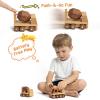 kienvy Wooden Toy Cars for 3 Year Old Boys & Girls - Construction Vehicles Set Push Toys for Toddlers, Wood Montessori Car with Rolling Wheels, Natural Wood Toys (Crane & Concrete Mixer Truck) view 4