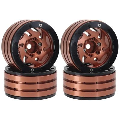 4PCS 1.9" Metal Beadlock Wheels RC Crawler for Axial SCX10 for Redcat confident(Brown)
