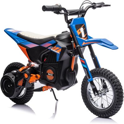 24V Kids Electric Dirt Bike, 250w Motor Ride-on Motorcycle with 13.6 MPH Top Speed, Leather Seat, Twist-Grip Throttle, Metal Suspension & Air-Filled Tires Off-Road Motocross Riding Toy for Boys & Gi