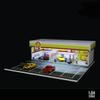 1/64 Scale Parking Garage Diorama with LED Lights, Garage Scene Display Case for 1/64 Cars Model, Custom Shop Car Parking Lot Collection Storage Box, Ornament Gift view 2