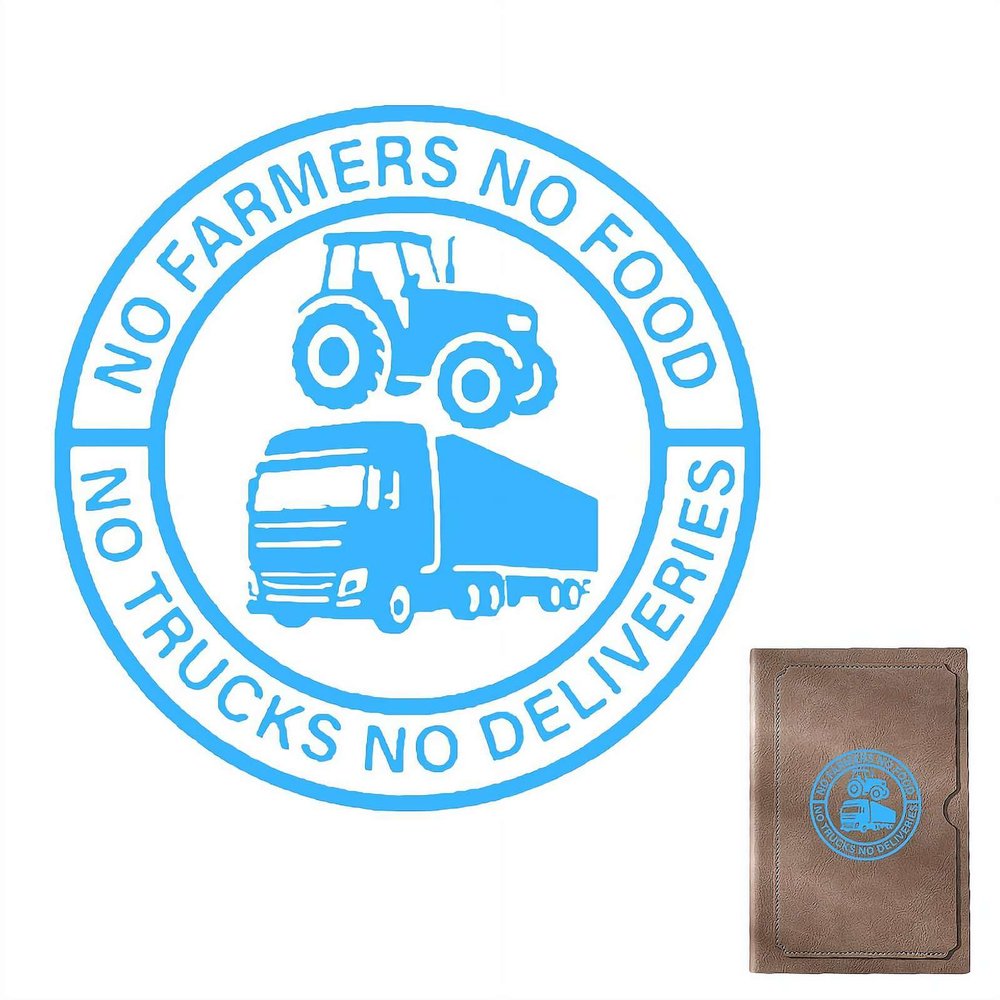 Farmer Truck Transport Stickers, 5.51in No Farmers No Food No Trucks No Deliveries Farmers' Trucks Deliver Stickers (Blue)