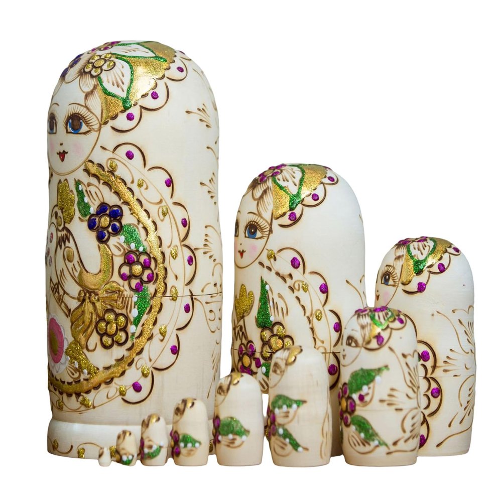 ljhnba Novelty Russian Dolls Set of 10 Hand Painted Wooden Matryoshka for Art Lovers Decorative Russian Nesting Figures Matryoshka Dolls