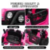 12V Kids Electric Vehicle Toy Ride On Truck Car with Parent Remote Control for Toddlers, Seat Harness, 4-Wheel Spring Suspension, LED Lighting, Built-in Music Player & USB Port, Hot Pink view 4